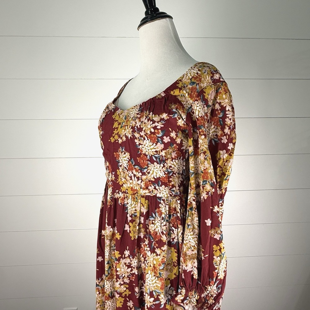 New Skies are Blue Tiered Peasant Dress Women S 4 6 Floral Boho Cottagecore Midi - Picture 6 of 11